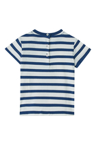 Striped Polo-Bear Print T-Shirt